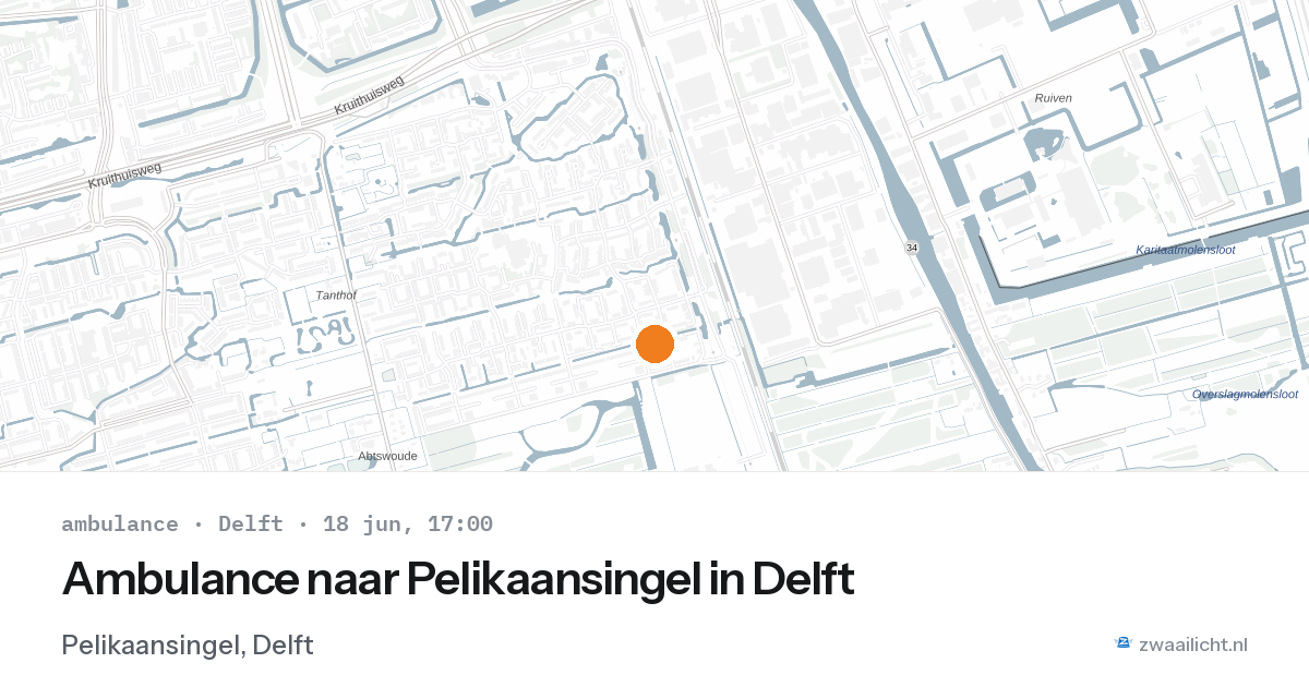 Ambulance naar Pelikaansingel in Delft — 18 jun 2026