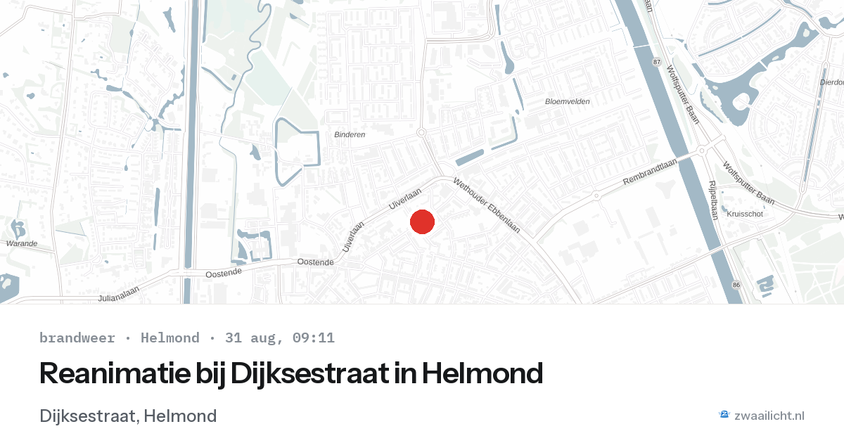 Reanimatie bij Dijksestraat in Helmond — 31 aug 2026