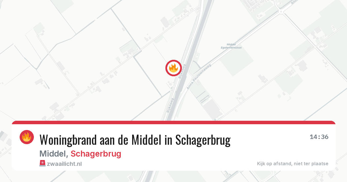 Woningbrand aan de Middel in Schagerbrug — 13 feb 2026