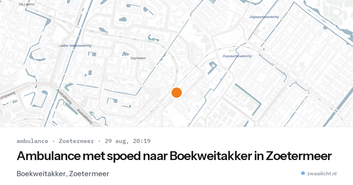 Ambulance met spoed naar Boekweitakker in Zoetermeer — 29 aug 2026