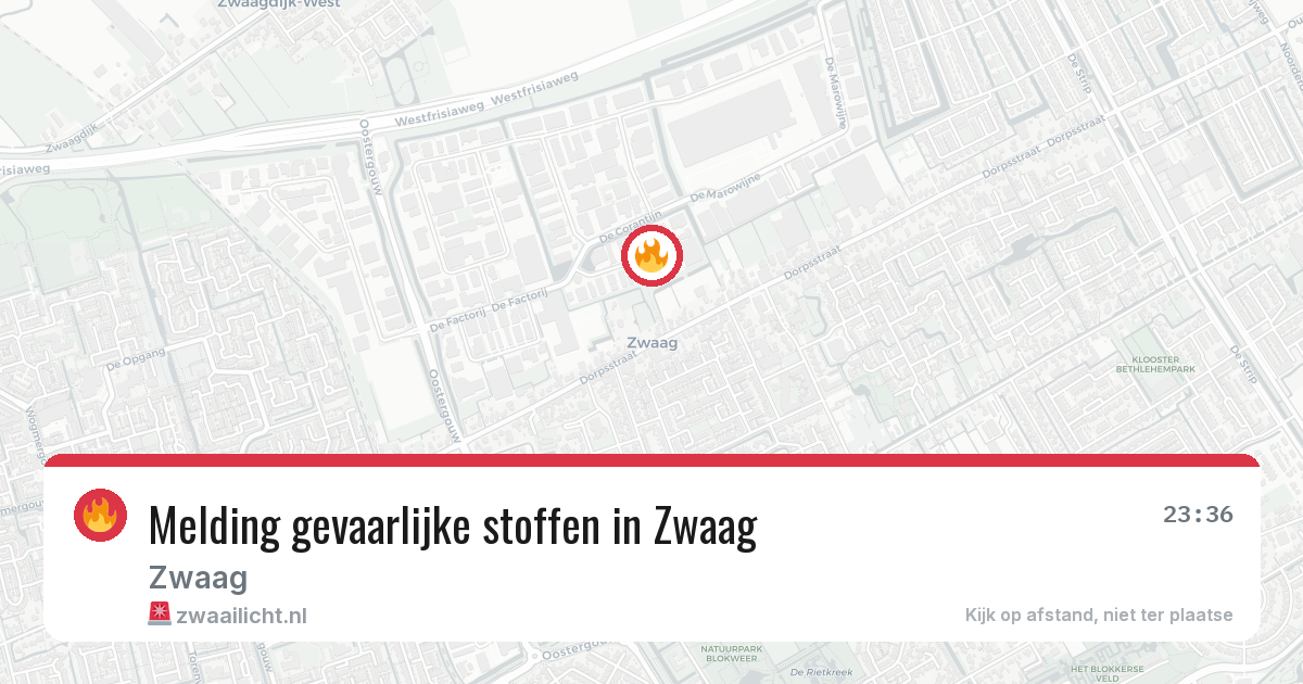 Melding gevaarlijke stoffen in Zwaag — 4 jul 2026