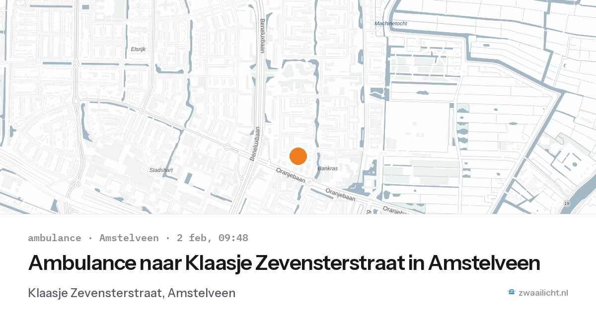 Ambulance naar Klaasje Zevensterstraat in Amstelveen — 2 feb 2026