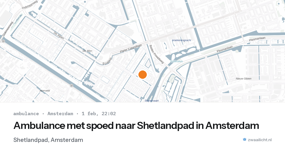 Ambulance met spoed naar Shetlandpad in Amsterdam — 1 feb 2026