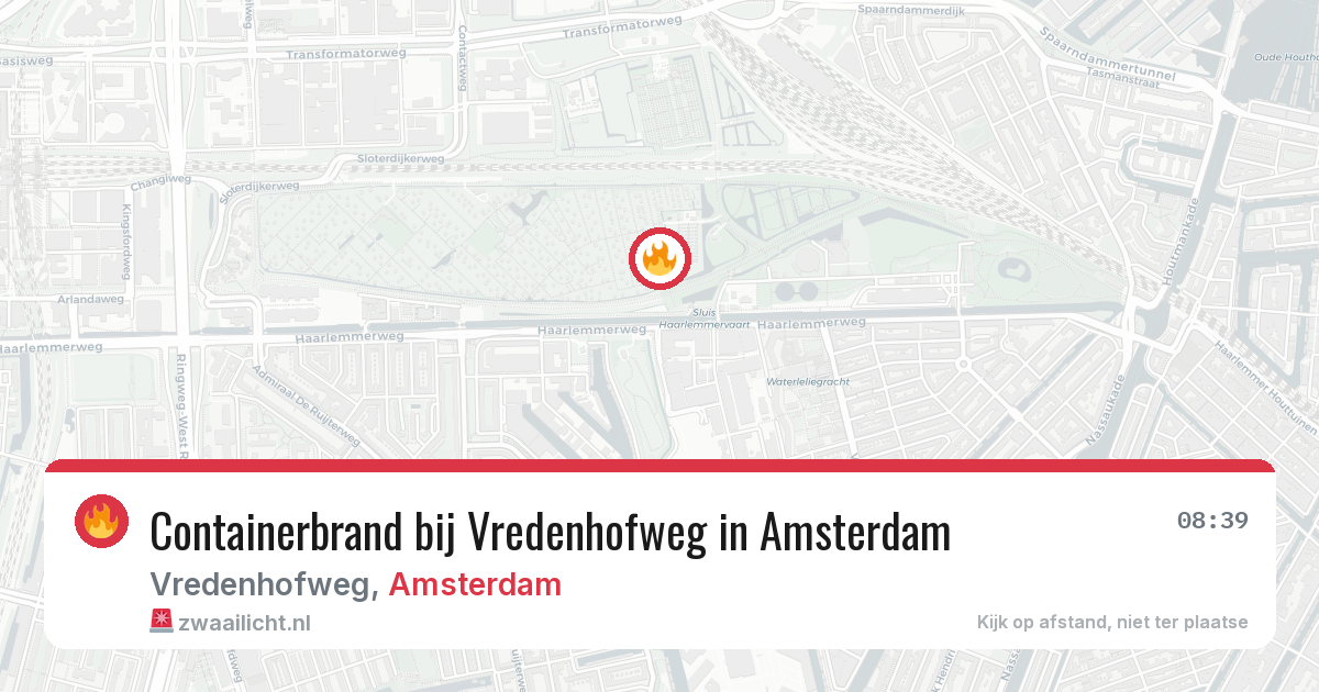 Containerbrand bij Vredenhofweg in Amsterdam — 17 jun 2026