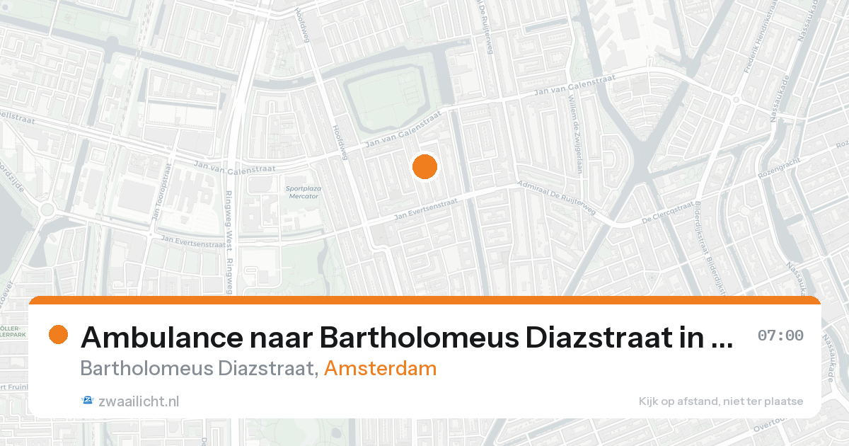 Ambulance naar Bartholomeus Diazstraat in Amsterdam — 22 aug 2026