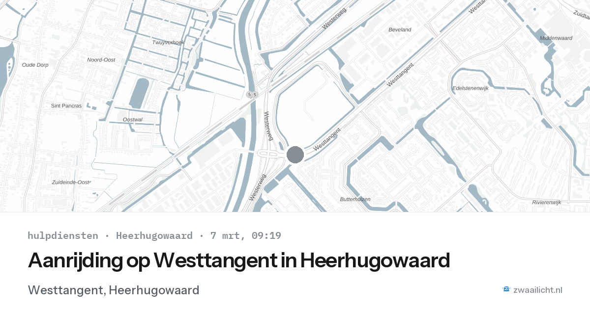 Aanrijding op Westtangent in Heerhugowaard — 7 mrt 2026