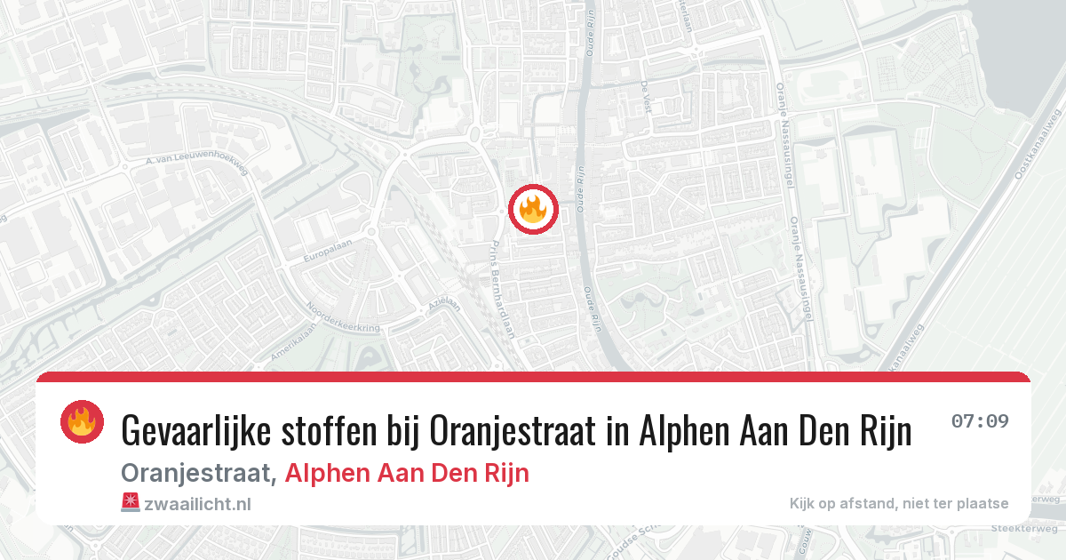 Gevaarlijke stoffen bij Oranjestraat in Alphen Aan Den Rijn — 2 jul 2026