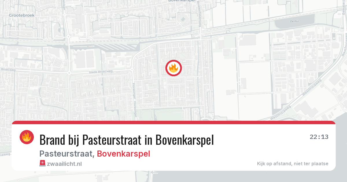 Brand bij Pasteurstraat in Bovenkarspel — 26 jul 2026