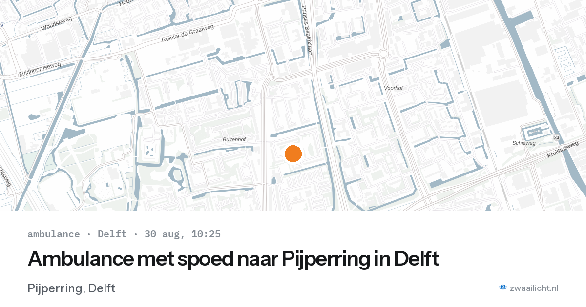 Ambulance met spoed naar Pijperring in Delft — 30 aug 2026