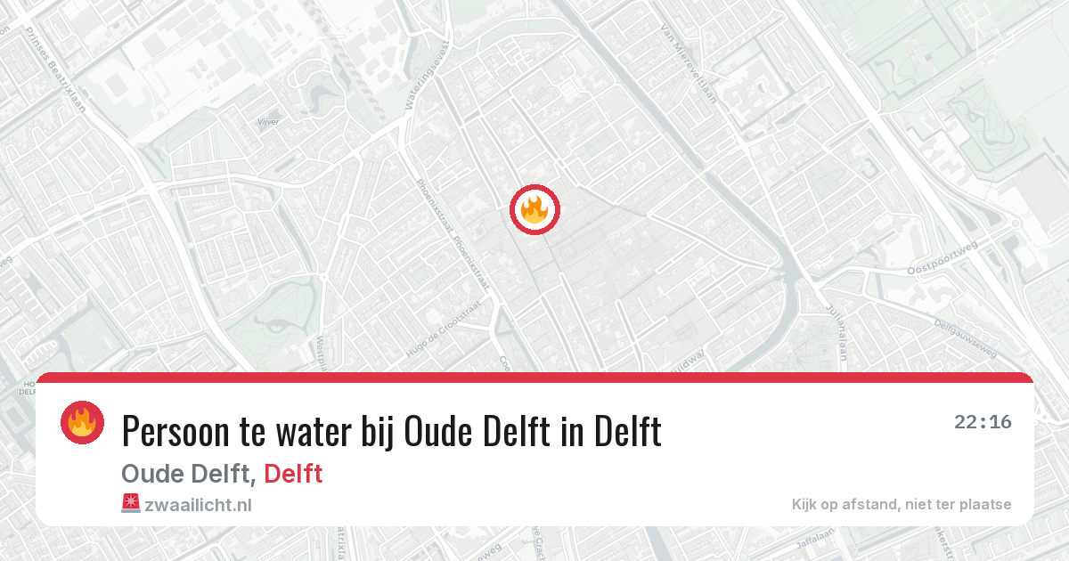 Persoon te water bij Oude Delft in Delft — 29 mrt 2026