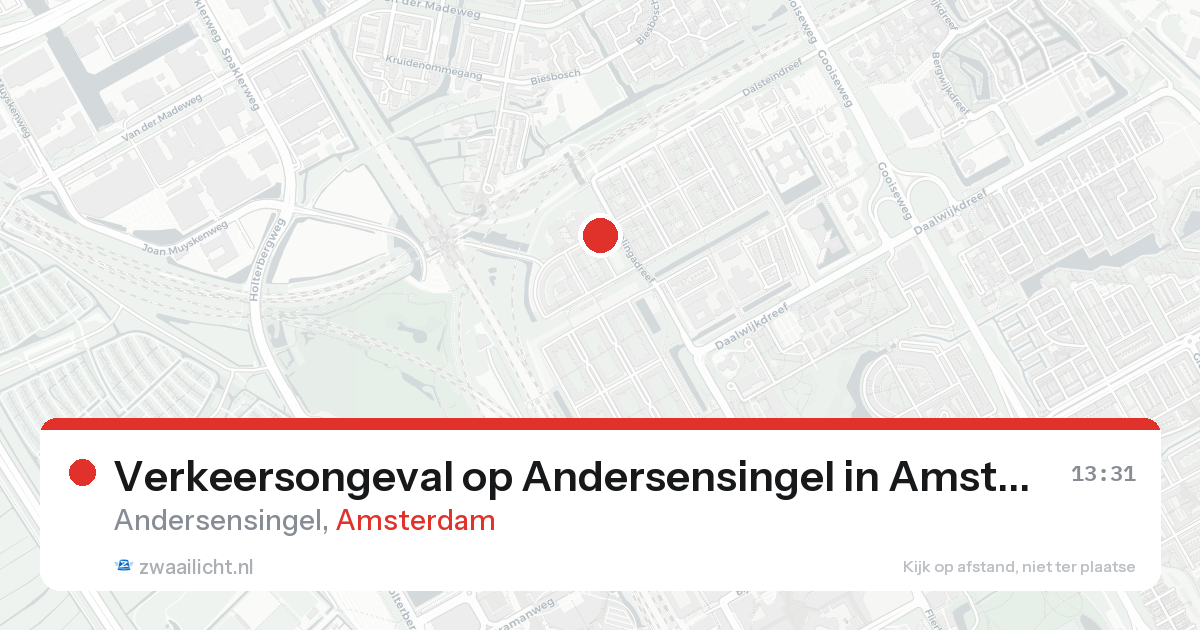Verkeersongeval op Andersensingel in Amsterdam — 17 aug 2026
