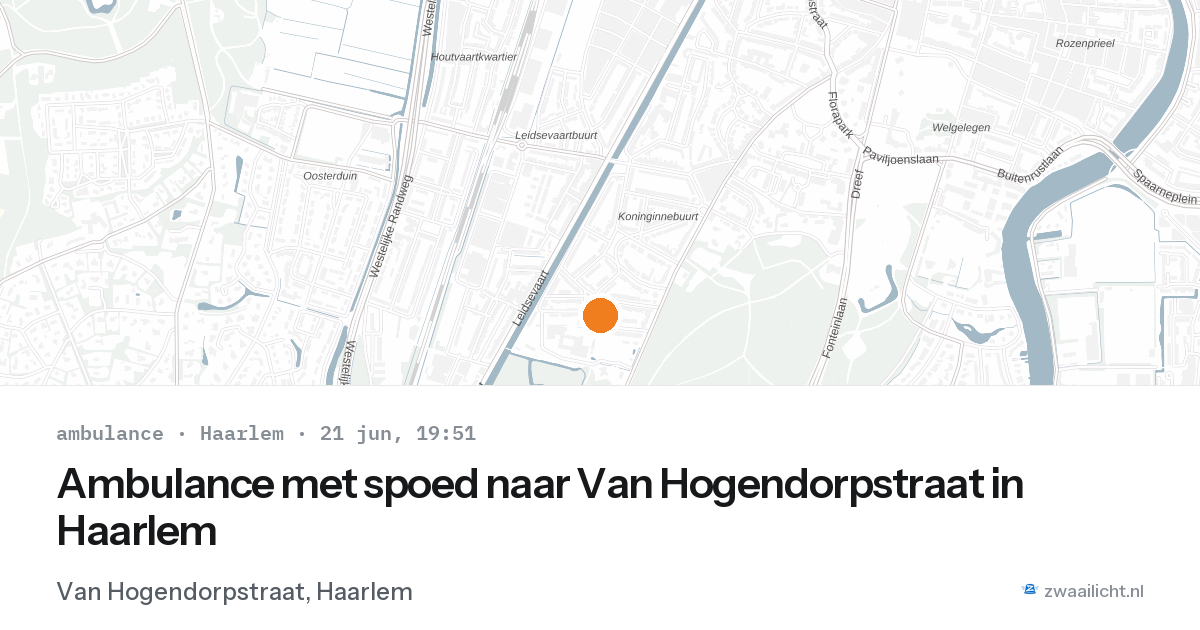 Ambulance met spoed naar Van Hogendorpstraat in Haarlem — 21 jun 2026