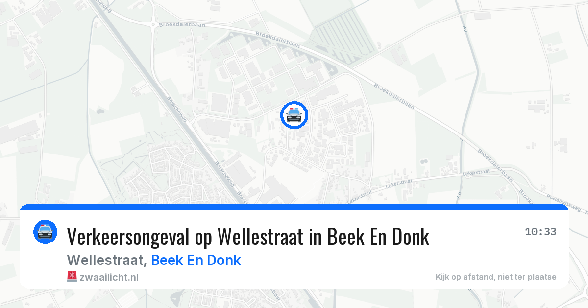 Verkeersongeval op Wellestraat in Beek En Donk — 29 jul 2026