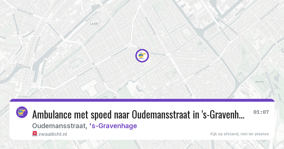 Ambulance met spoed naar Oudemansstraat in 's-Gravenhage — 27 jul 2026