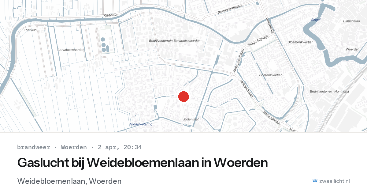 Gaslucht bij Weidebloemenlaan in Woerden — 2 apr 2026