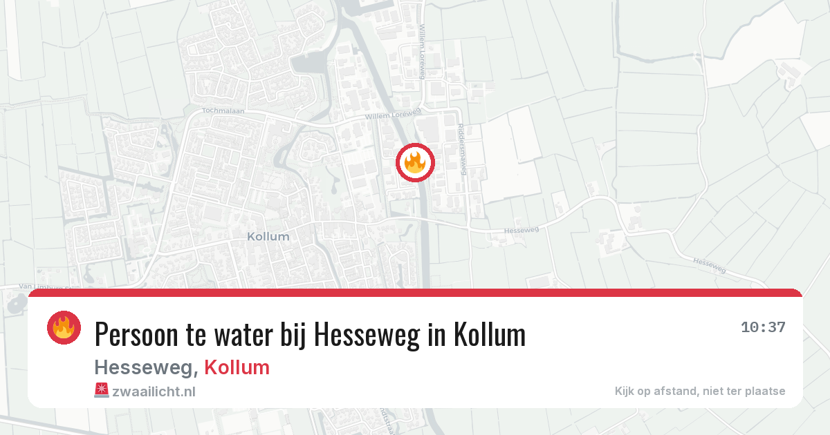 Persoon te water bij Hesseweg in Kollum — 16 feb 2026