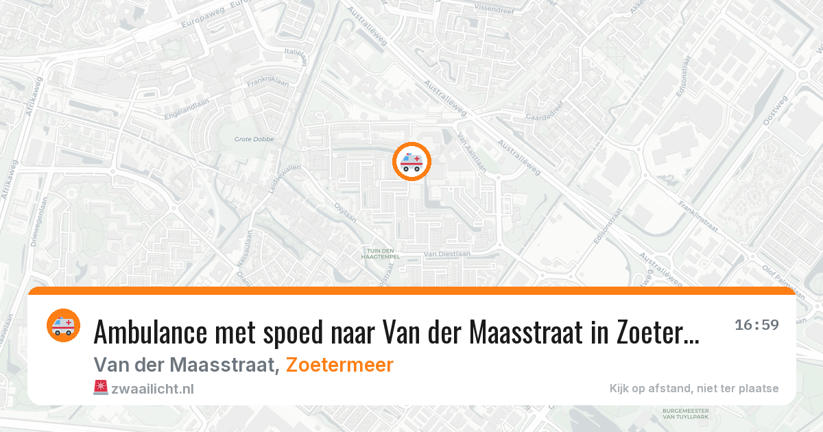 Ambulance met spoed naar Van der Maasstraat in Zoetermeer — 30 jun 2026
