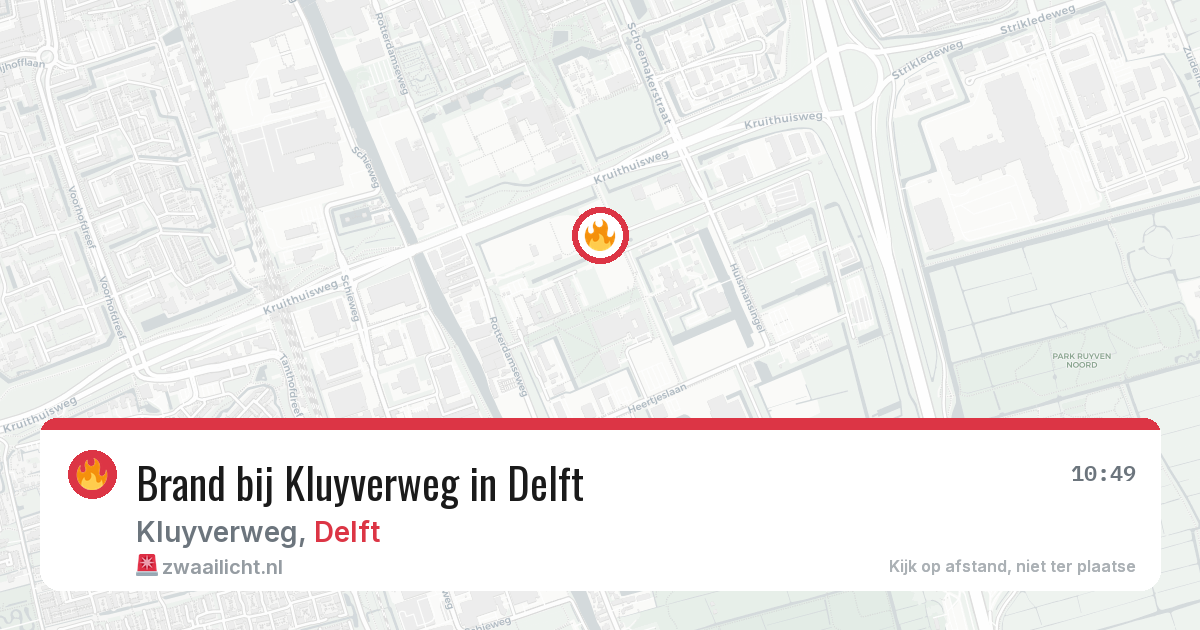 Brand bij Kluyverweg in Delft — 26 mei 2026