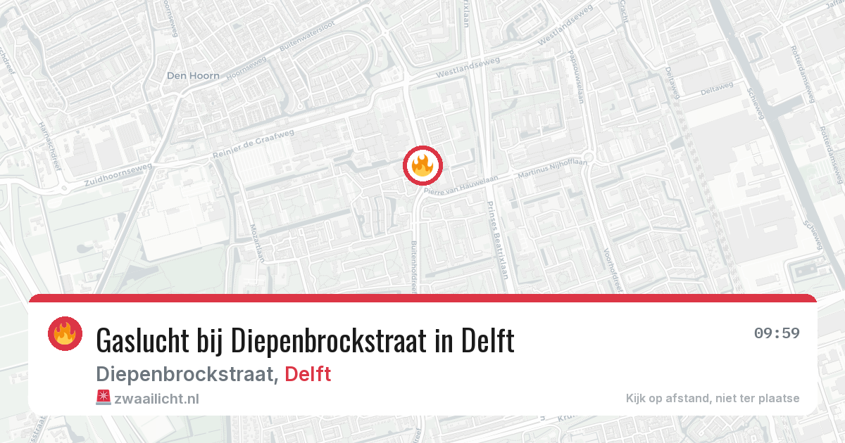 Gaslucht bij Diepenbrockstraat in Delft — 2 jul 2026