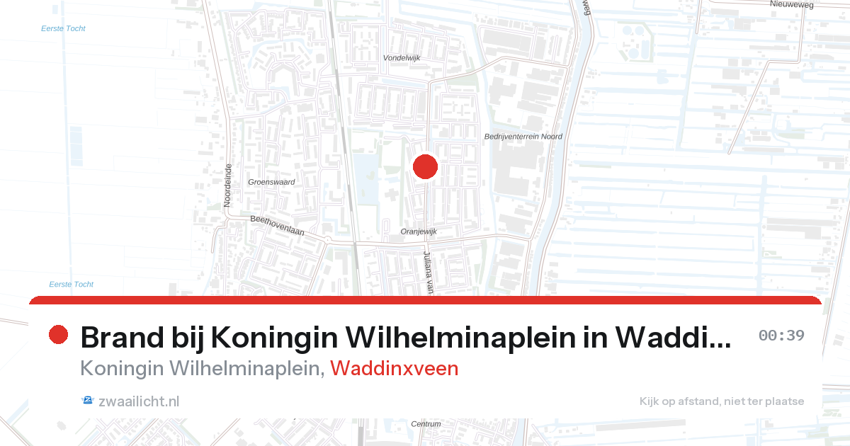 Brand bij Koningin Wilhelminaplein in Waddinxveen — 21 apr 2026