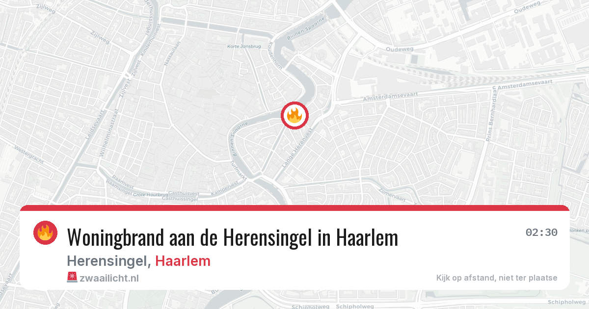Woningbrand aan de Herensingel in Haarlem — 13 jun 2026
