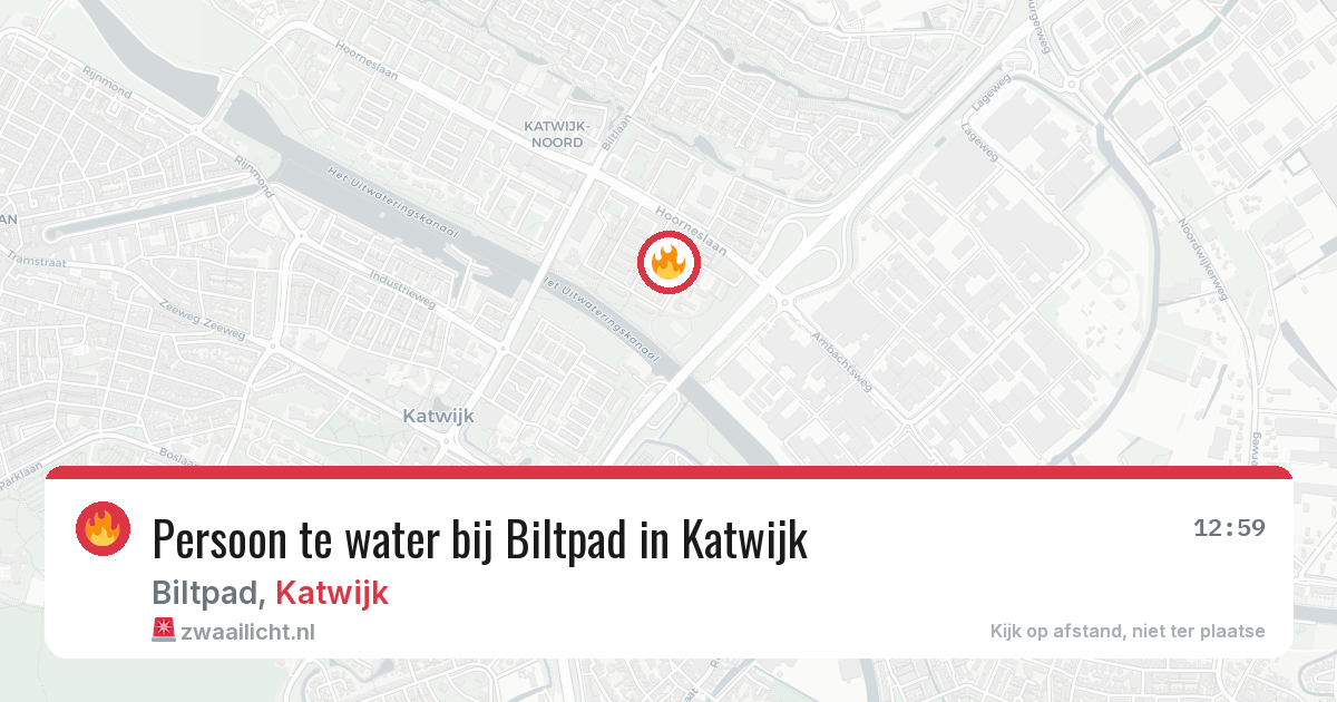 Persoon te water bij Biltpad in Katwijk — 13 jun 2026