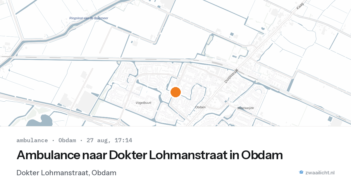 Ambulance naar Dokter Lohmanstraat in Obdam — 27 aug 2026