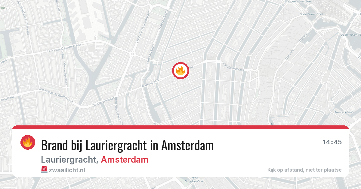Brand bij Lauriergracht in Amsterdam — 13 jul 2026