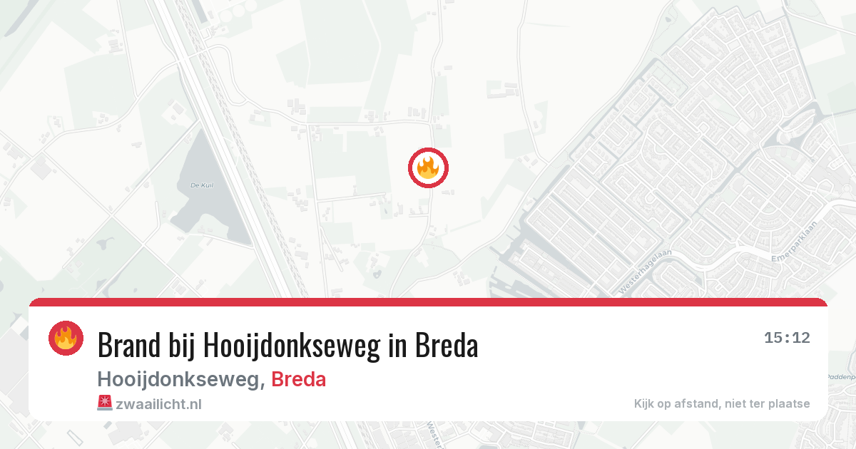 Brand bij Hooijdonkseweg in Breda — 9 aug 2026