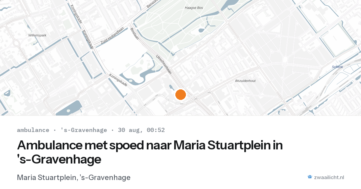 Ambulance met spoed naar Maria Stuartplein in 's-Gravenhage — 29 aug 2026