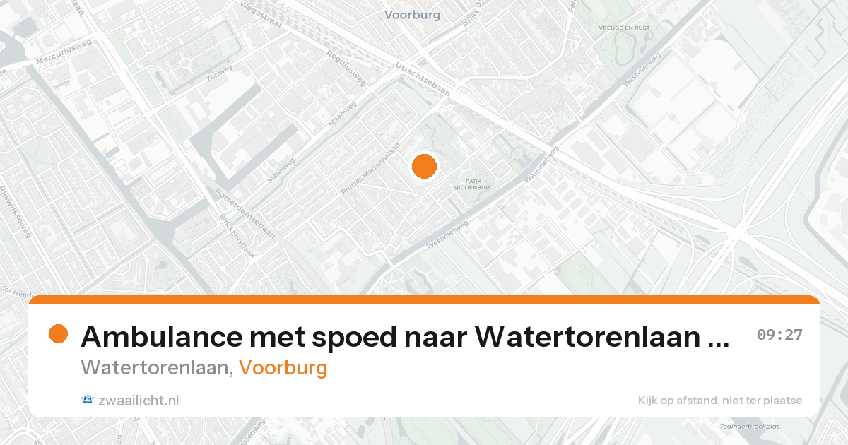 Ambulance met spoed naar Watertorenlaan in Voorburg — 20 aug 2026