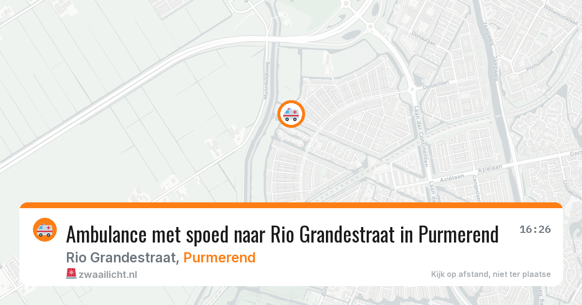 Ambulance met spoed naar Rio Grandestraat in Purmerend — 3 aug 2026