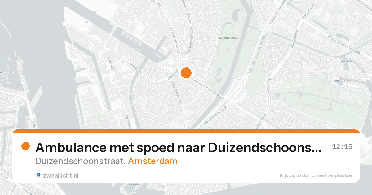 Ambulance met spoed naar Duizendschoonstraat in Amsterdam — 23 aug 2026