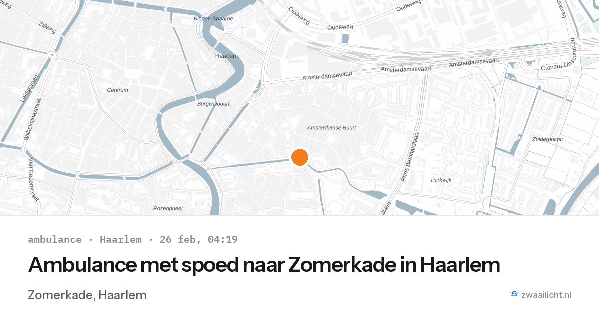 Ambulance met spoed naar Zomerkade in Haarlem — 26 feb 2026
