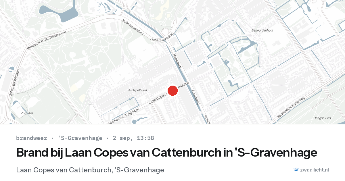 Brand bij Laan Copes van Cattenburch in 'S-Gravenhage — 2 sep 2026