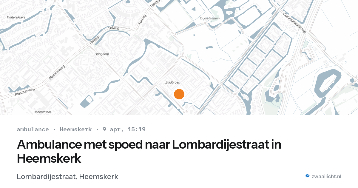 Ambulance met spoed naar Lombardijestraat in Heemskerk — 9 apr 2026