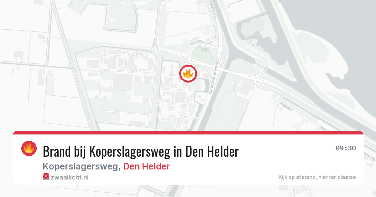 Brand bij Koperslagersweg in Den Helder — 12 aug 2026