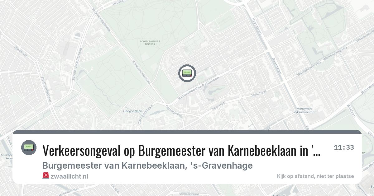 Verkeersongeval op Burgemeester van Karnebeeklaan in 's-Gravenhage — 21 feb 2026
