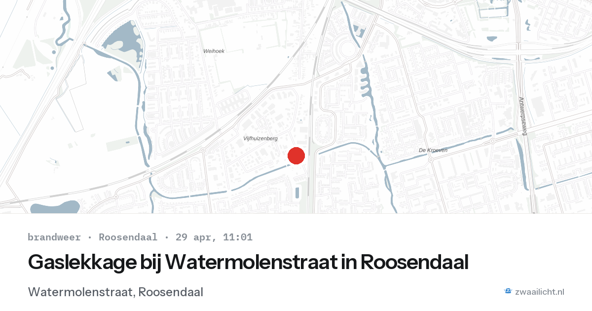 Gaslekkage bij Watermolenstraat in Roosendaal — 29 apr 2026