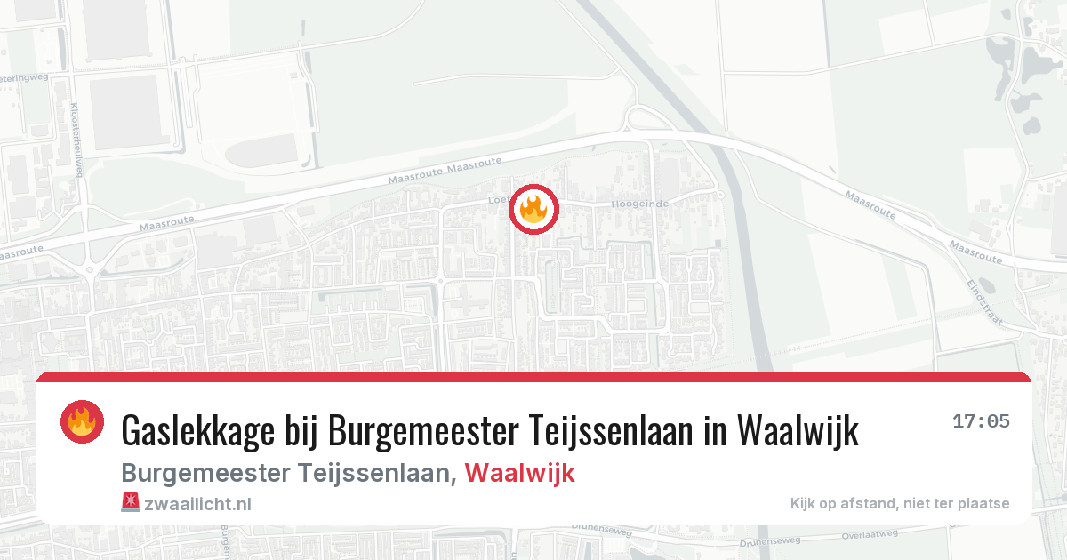 Gaslekkage bij Burgemeester Teijssenlaan in Waalwijk — 7 jul 2026