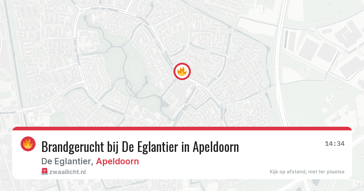Brandgerucht bij De Eglantier in Apeldoorn — 10 jun 2026
