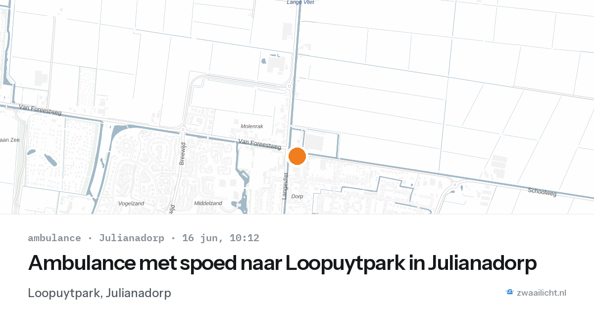 Ambulance met spoed naar Loopuytpark in Julianadorp — 16 jun 2026