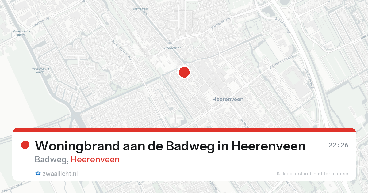 Woningbrand aan de Badweg in Heerenveen — 20 aug 2026