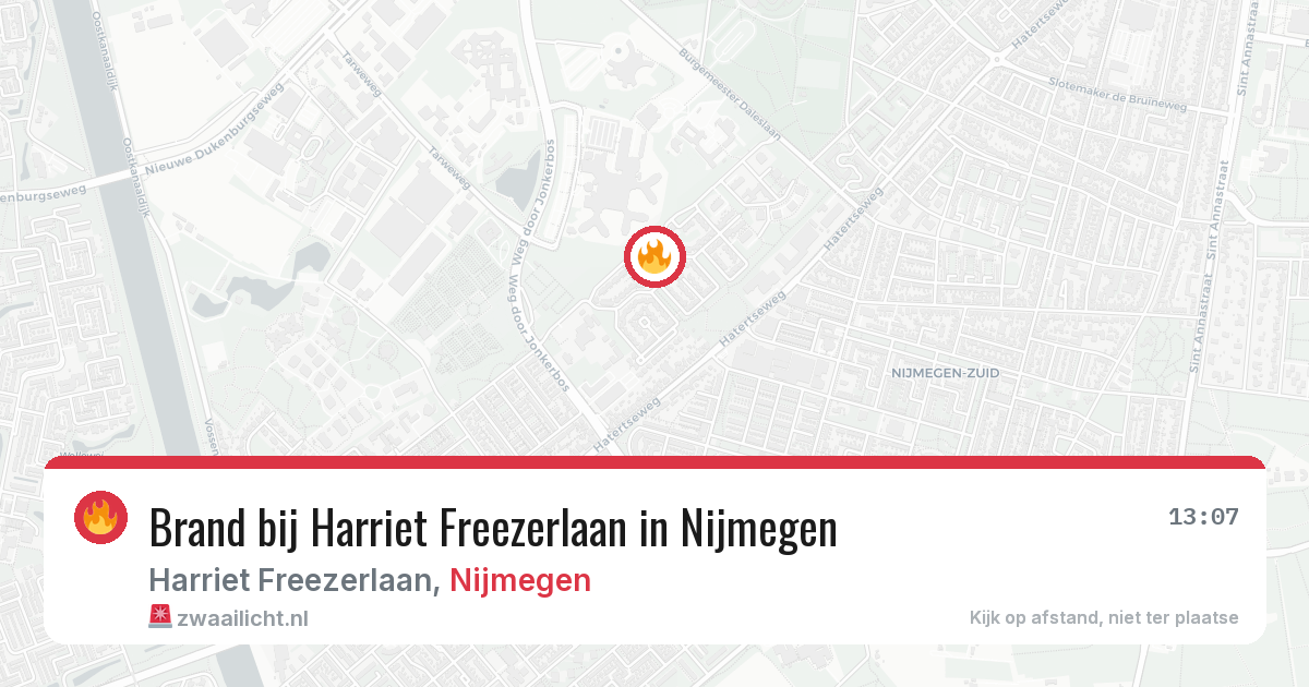 Brand bij Harriet Freezerlaan in Nijmegen — 9 jul 2026