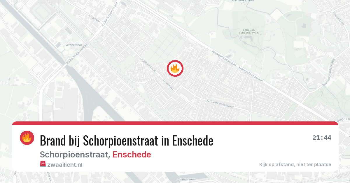 Brand bij Schorpioenstraat in Enschede — 20 jun 2026