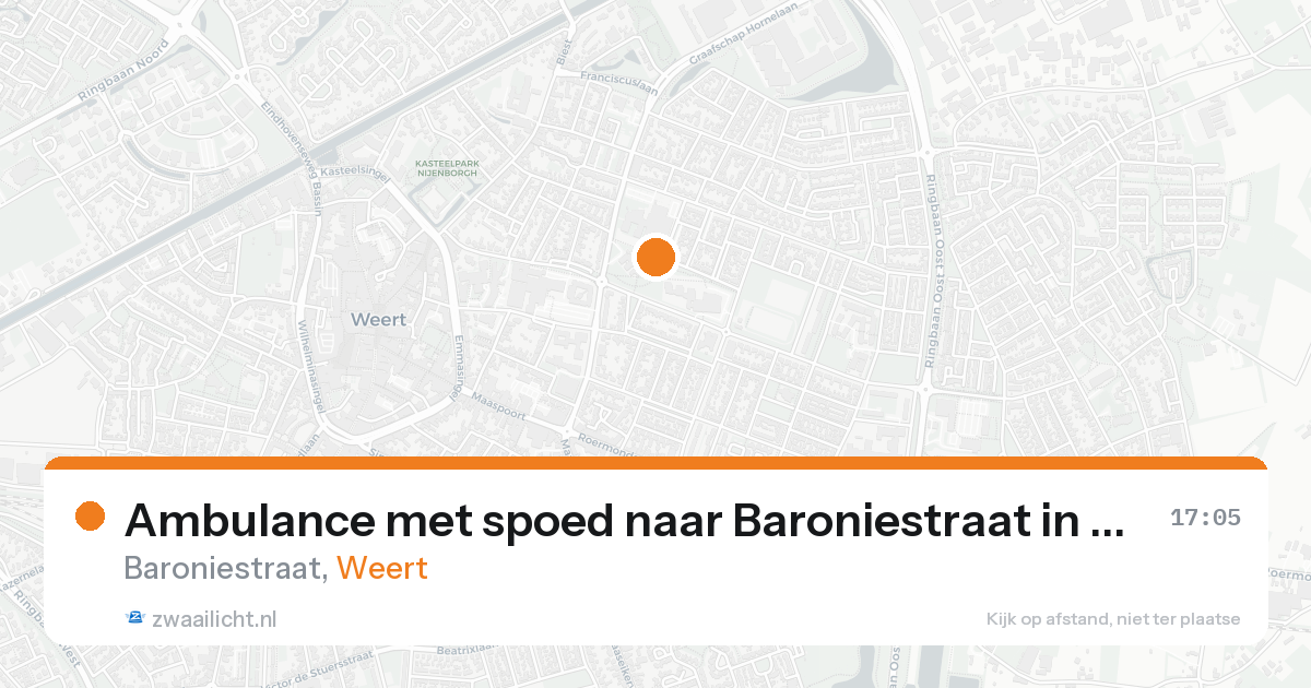 Ambulance met spoed naar Baroniestraat in Weert — 17 aug 2026