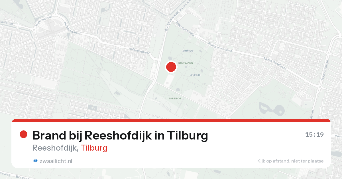 Brand bij Reeshofdijk in Tilburg — 21 aug 2026
