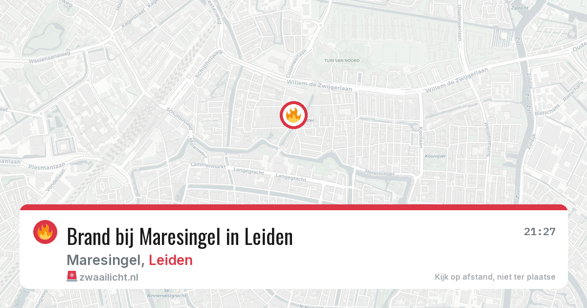 Brand bij Maresingel in Leiden — 13 aug 2026