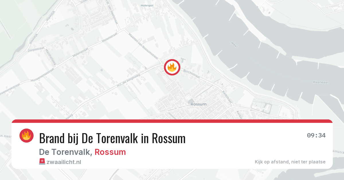 Brand bij De Torenvalk in Rossum — 21 mrt 2026