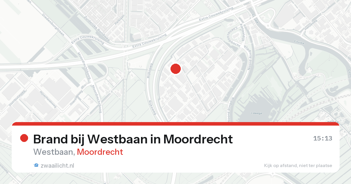 Brand bij Westbaan in Moordrecht — 23 aug 2026